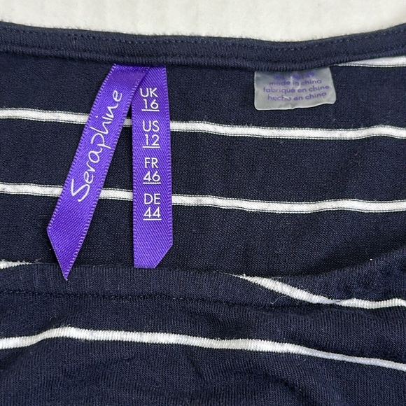 Seraphine Navy White Striped Fit & Flare Maternity Nursing Dress Rowan Size 12 - Picture 7 of 14